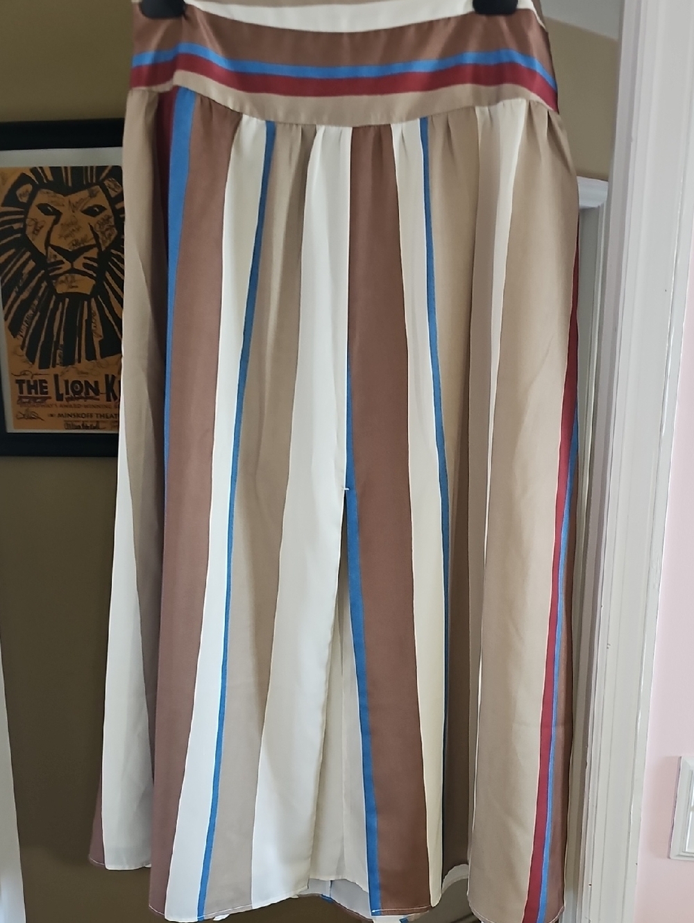 Banana Republic Striped Skirt in Cream, Brown & Blue with Red Accents